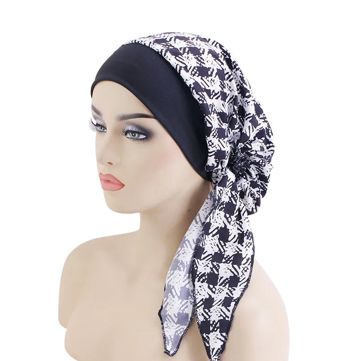 Women Printed Stretchy Pre-tie Headscarf - Robust Quality Store