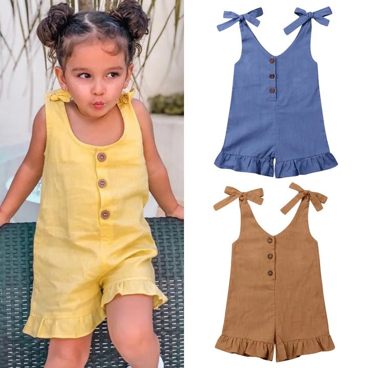 Girl Cotton Linen Romper Jumpsuit Outfits - Robust Quality Store