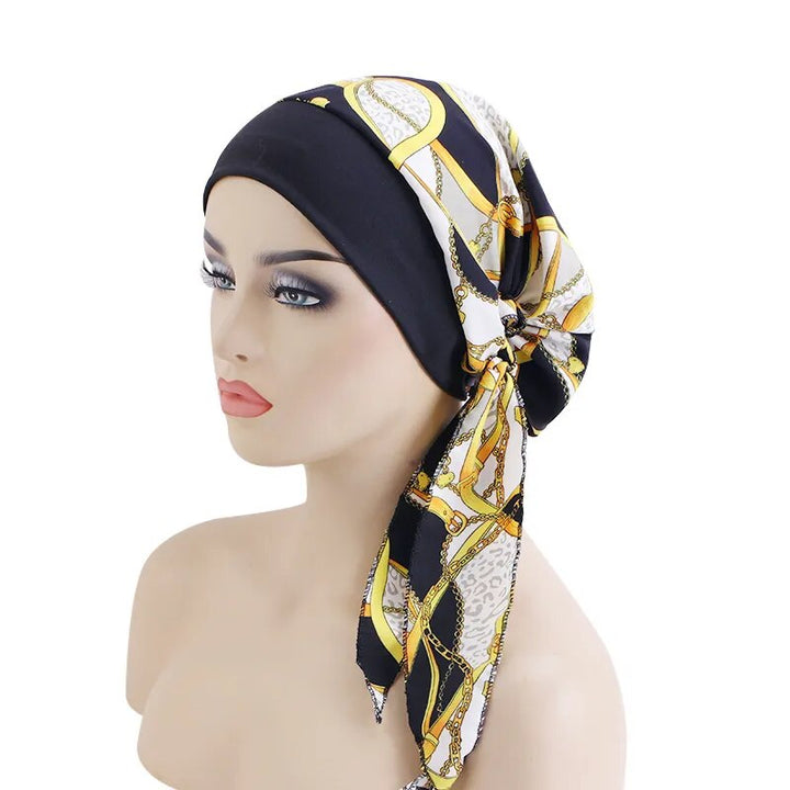 Women Printed Stretchy Pre-tie Headscarf - Robust Quality Store