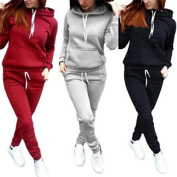 Women Sport Tracksuit Casual Hoodies Sweatshirt Pant Set