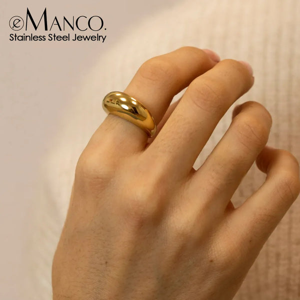 E-Manco Simple Stainless Steel Rings: Fashion Geometric Jewelry