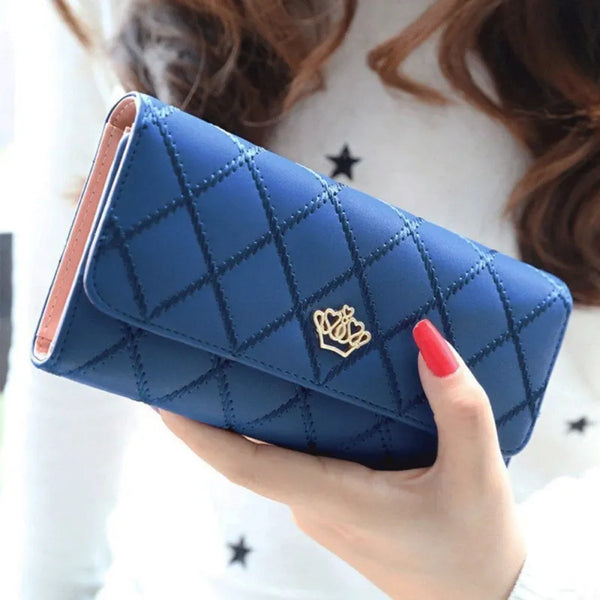 Women's Leather Plaid Clutch Wallet