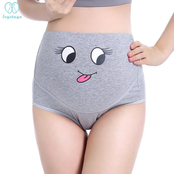 Cartoon Printed Maternity Panties: Cotton Pregnancy Briefs for Women