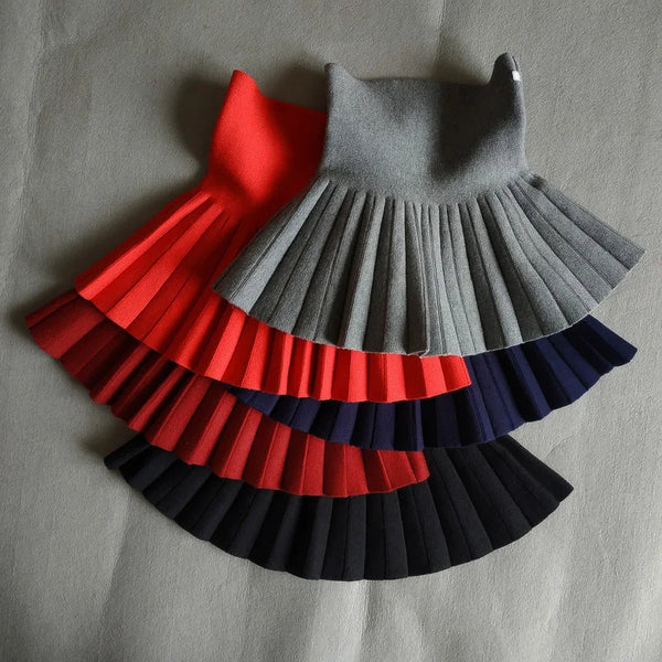 Baby Girls Pleated Tutu Skirt – High-Waist Knitted Mini Skirt
