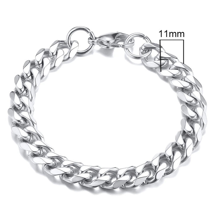 Chunky Miami Curb Chain Cuban Link Bracelet- Punk Heavy Unisex Jewelry