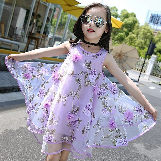 Bohemian Floral Chiffon Dress for Girls - Summer Beach Style for Kids & Teens Clothes