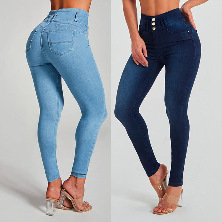 New Women&#039;s High Waist Tight Stretch Shaping Hip Jeans Women Jeans
