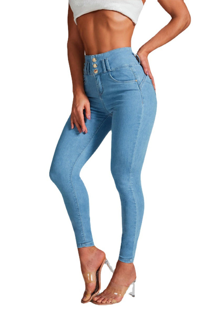 New Women&#039;s High Waist Tight Stretch Shaping Hip Jeans Women Jeans