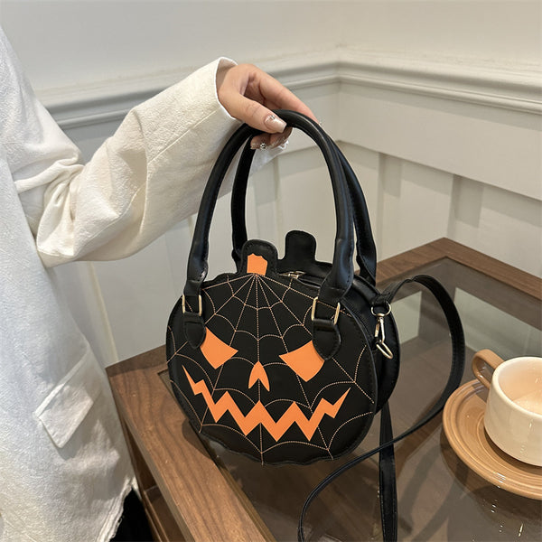 New Contrasting Color Women&#039;s Bag Simple Shoulder Small Round Bag Funny Pumpkin Bag Women&#039;s Bag