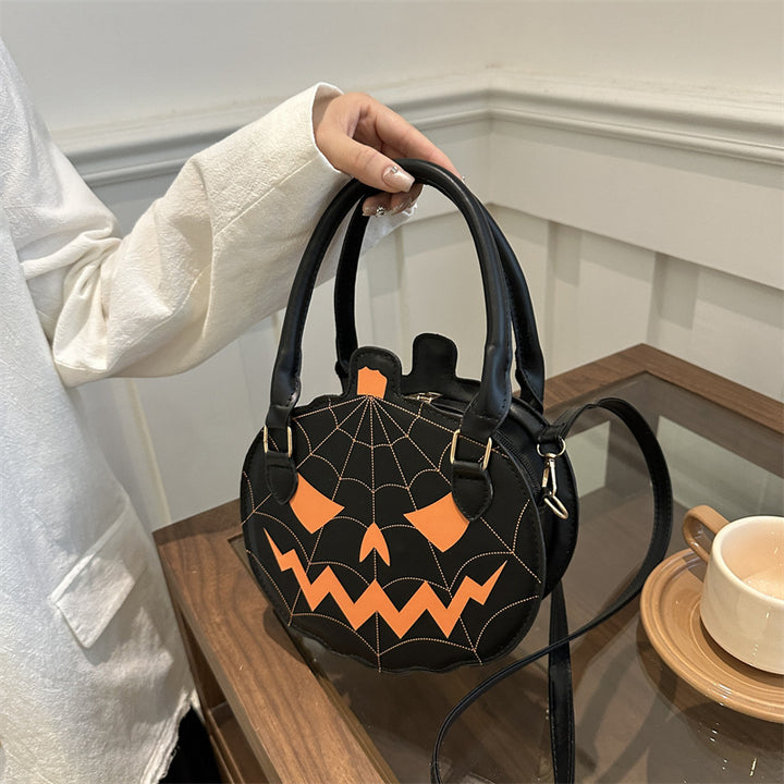 New Contrasting Color Women&#039;s Bag Simple Shoulder Small Round Bag Funny Pumpkin Bag Women&#039;s Bag