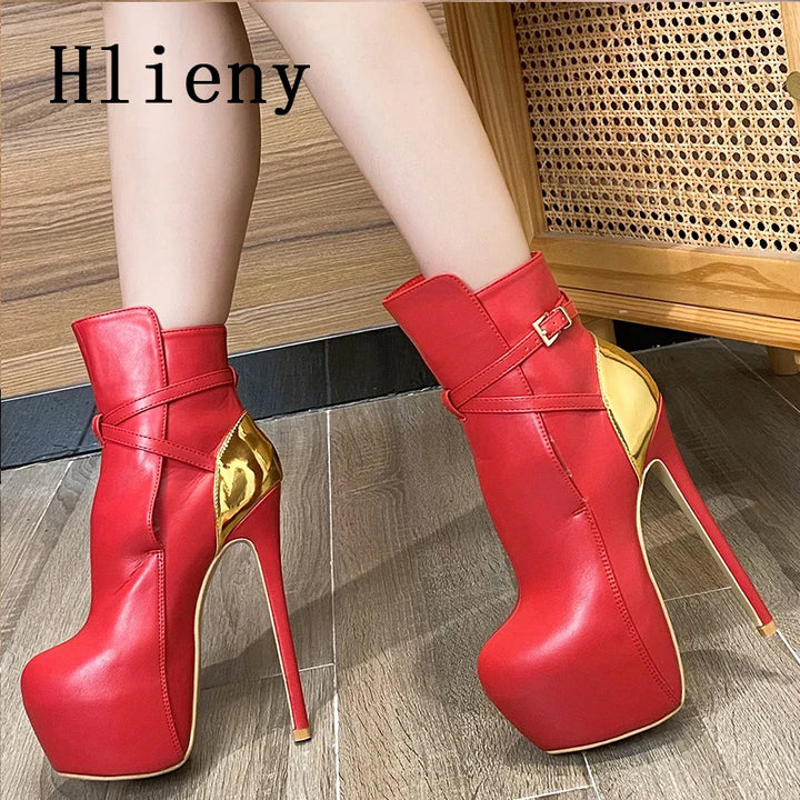 Round Toe Platform Ankle Boots High heels