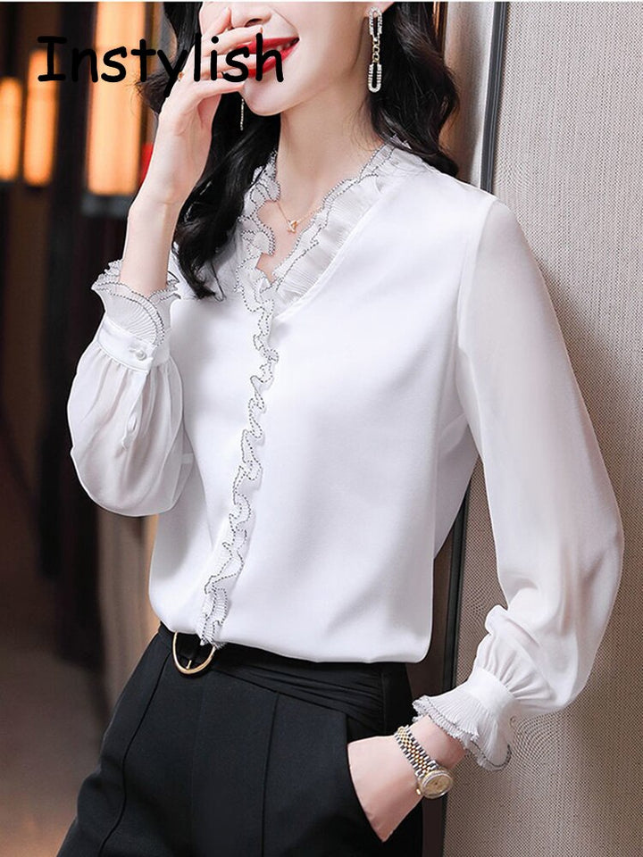 Blouse Chiffon | Office Shirt Long Sleeve - Robust Quality Store