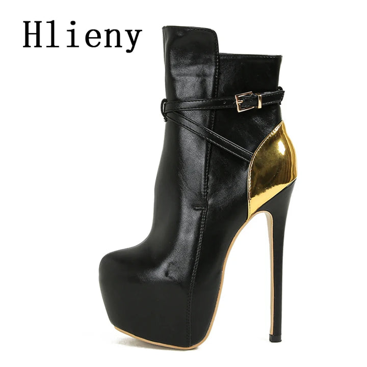 Round Toe Platform Ankle Boots High heels