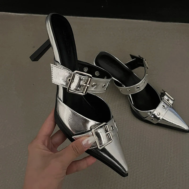 Pointed Toe Buckle Thin High Heels Sandals