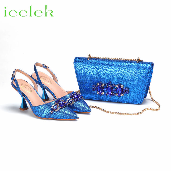 Slingback Pointed Toe High Heels and Bag Set - Robust Shoes Store