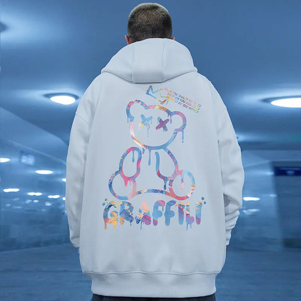 Hip Hop Y2K Hoodies Clothes | High Street Graffiti Bear