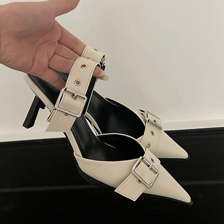 Pointed Toe Buckle Thin High Heels Sandals