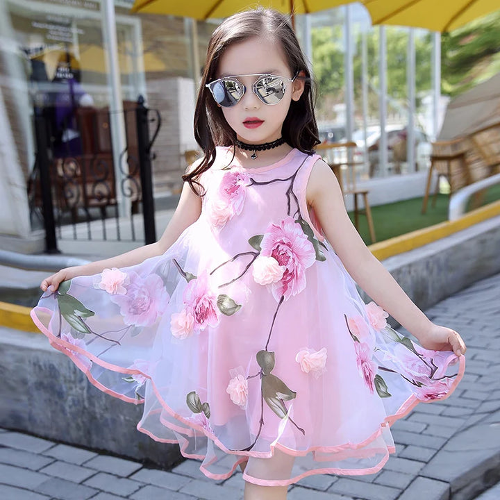 Bohemian Floral Chiffon Dress for Girls - Summer Beach Style for Kids & Teens Clothes