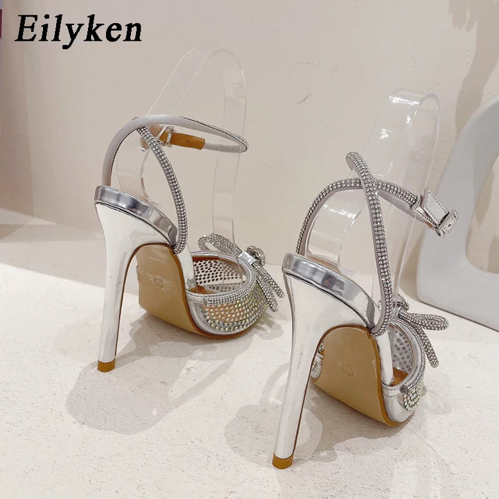 Transparent Crystal Butterfly-knot High Heels Pumps