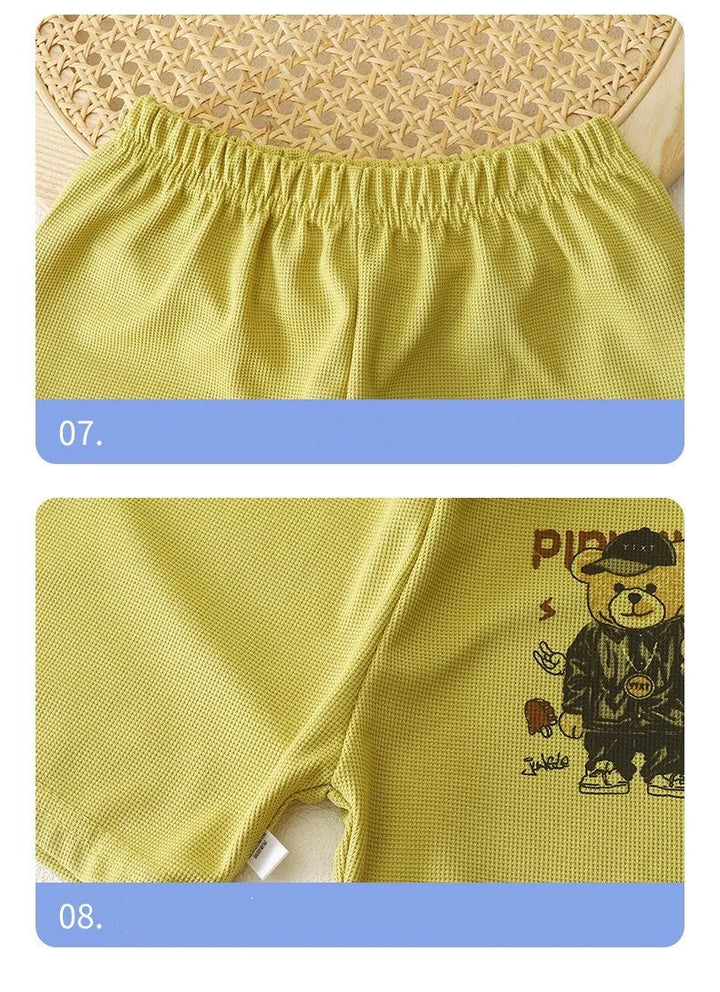 Korean Style T-shirt+Shorts 2-piece Clothes Sets 1-12 Y Kids Boys Fashion Handsome Cartoon Bear Summer Casual Sports Jersey Suit Robust Clothing Store
