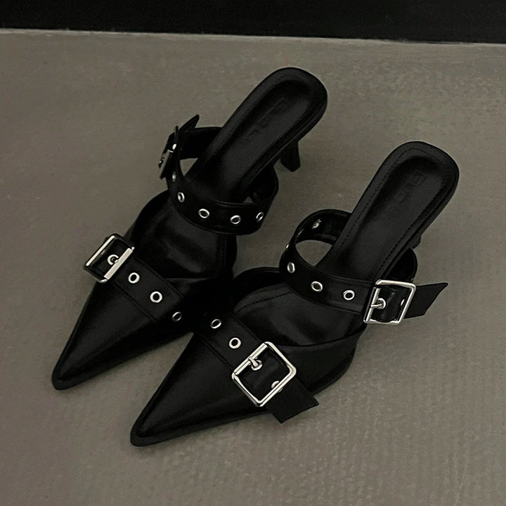 Pointed Toe Buckle Thin High Heels Sandals