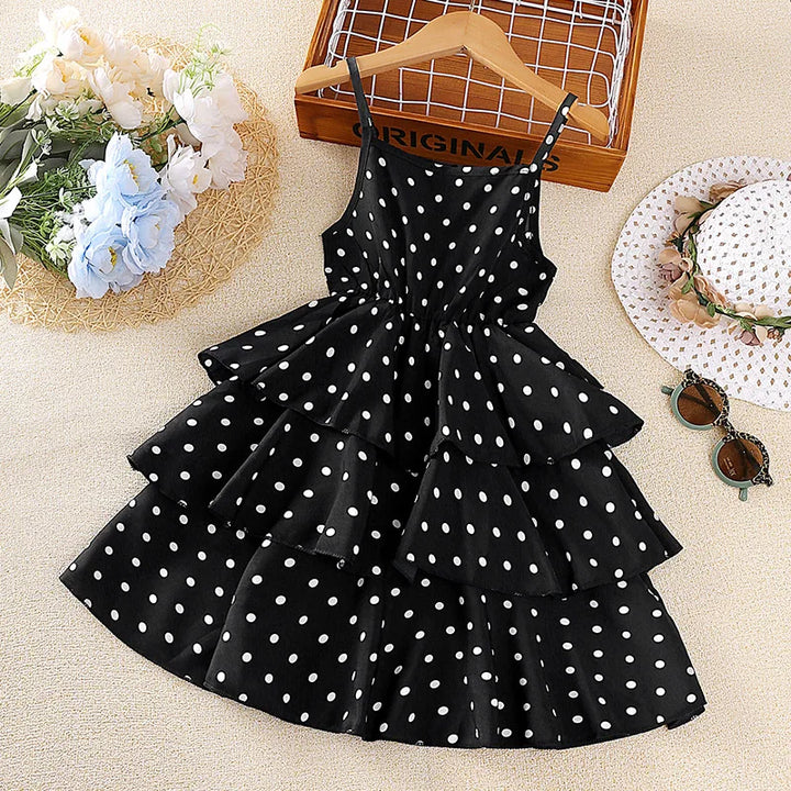 Stylish Black Polka Dot Dress for Girls | Kids Vacation & Holiday Clothes