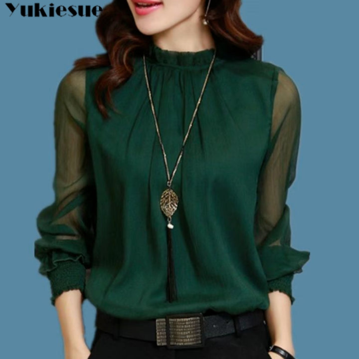 Elegant Chiffon Blouse | Office Lady Tops - Robust Quality Store