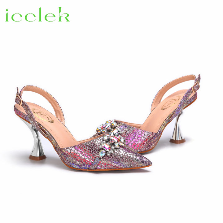 Slingback Pointed Toe High Heels and Bag Set - Robust Shoes Store