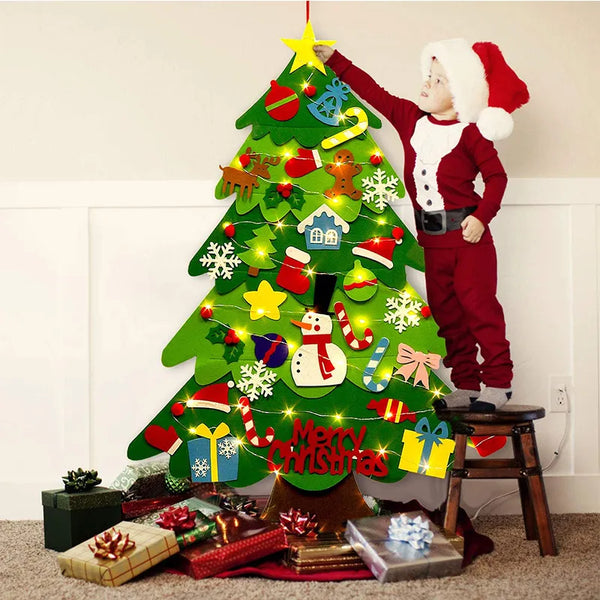 DIY Felt Christmas Tree Wall Hanging - Santa Claus Snowflakes Kid Toy Gift