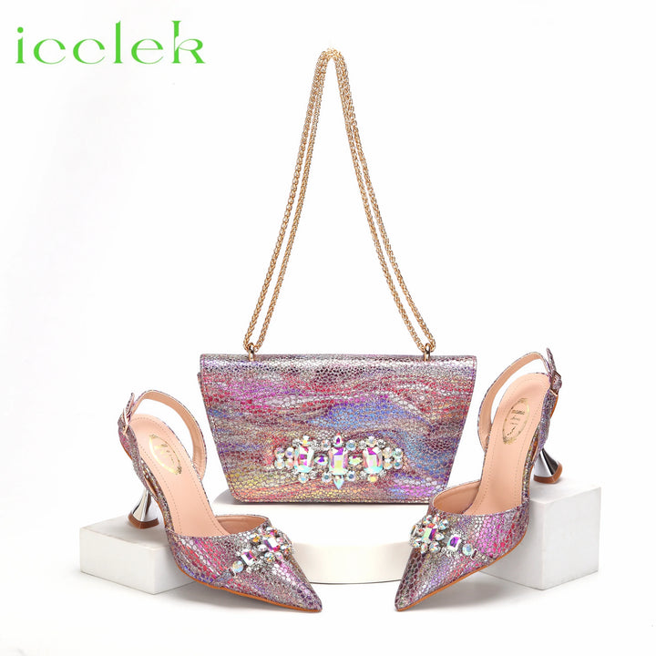 Slingback Pointed Toe High Heels and Bag Set - Robust Shoes Store