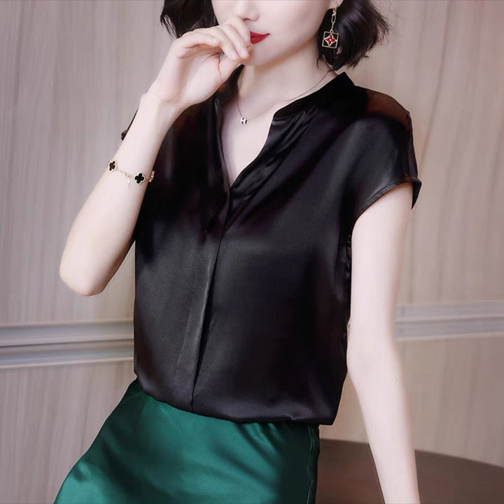 Lady V Neck Solid Color Office Blouses - Robust Quality Store