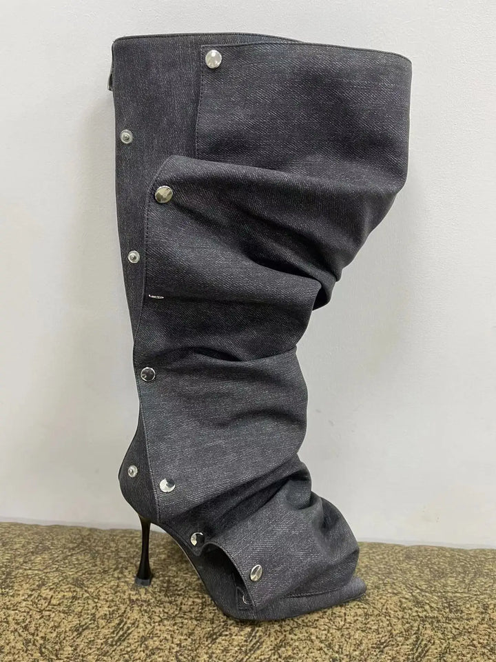 High Heel Denim Long Boots | Women's Shoes | Robust Shoes Store