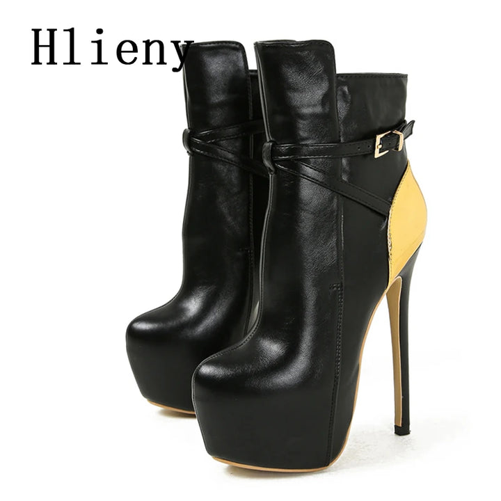 Round Toe Platform Ankle Boots High heels