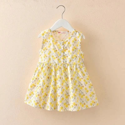 Summer Floral Pattern Girls Casual Dress - Sundress for Beach Wear