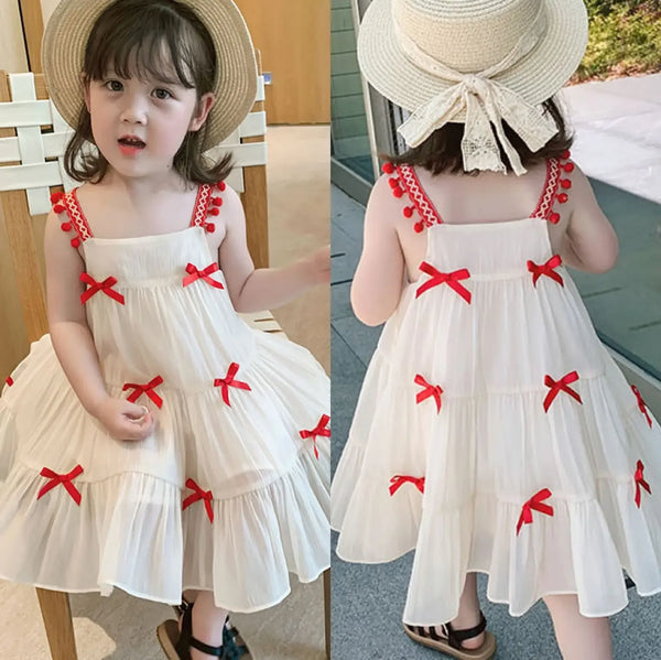 Children's Summer Sweet Dress | Baby Girls Bow Princess Dress
