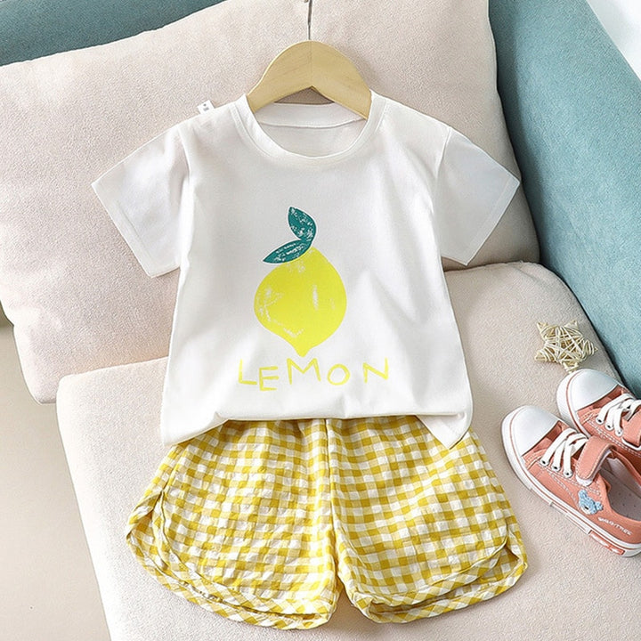 Summer Baby Girls Cotton Printing Tops Suits Lattice Shorts - Robust Quality Store