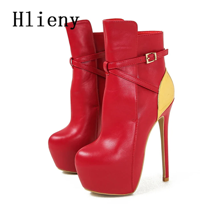 Round Toe Platform Ankle Boots High heels