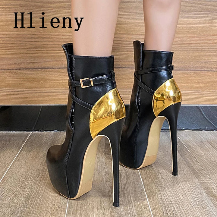 Round Toe Platform Ankle Boots High heels