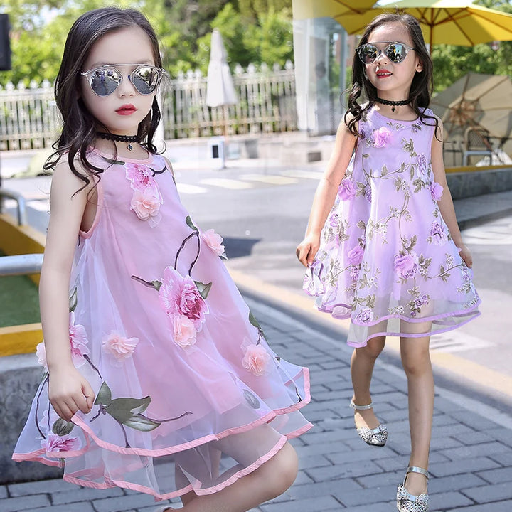 Bohemian Floral Chiffon Dress for Girls - Summer Beach Style for Kids & Teens Clothes