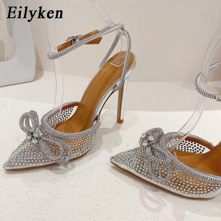 Transparent Crystal Butterfly-knot High Heels Pumps