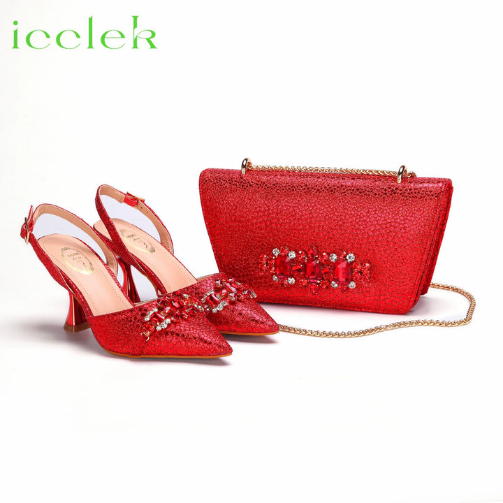 Slingback Pointed Toe High Heels and Bag Set - Robust Shoes Store