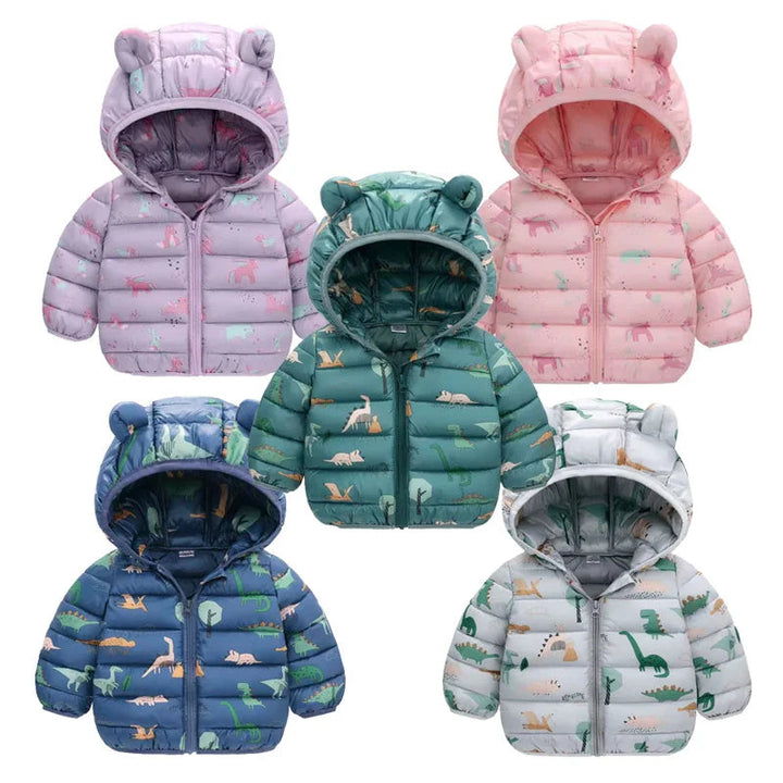 Baby Boys Girls Jackets For Kids Cartoon Bear Zipper Coats Autumn Boys Warm Hooded Down Jackets Children Christmas Outerwear Robust Clothing Store