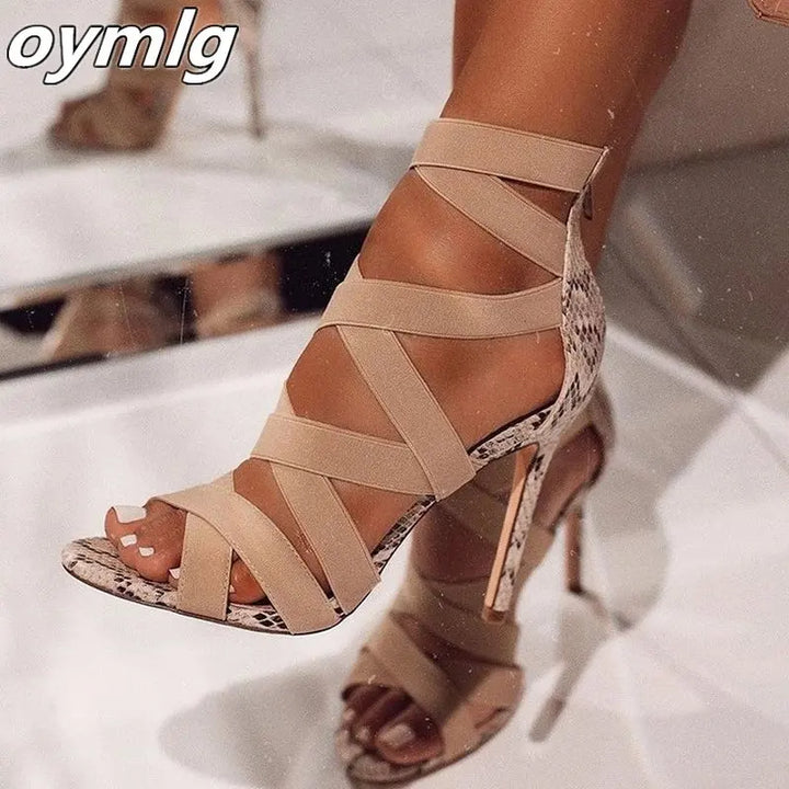 Gladiator Ankle Strap High Heel Sandals