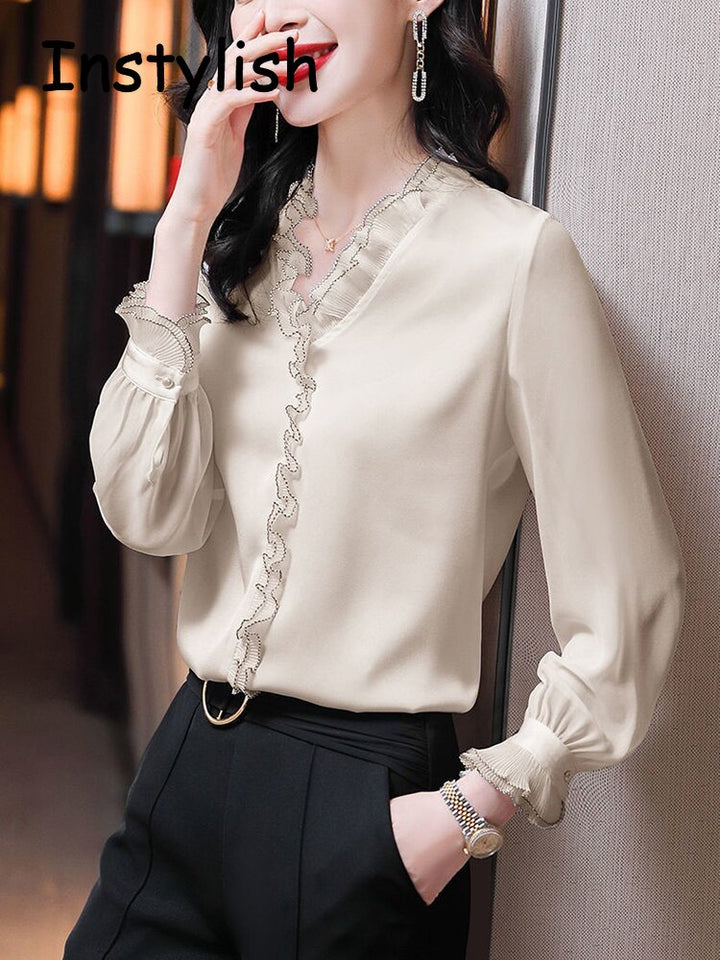 Blouse Chiffon | Office Shirt Long Sleeve - Robust Quality Store