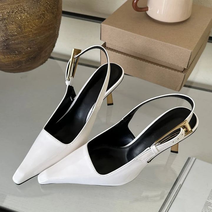 Pointed Toe Buckle Strap Slingback High Heels