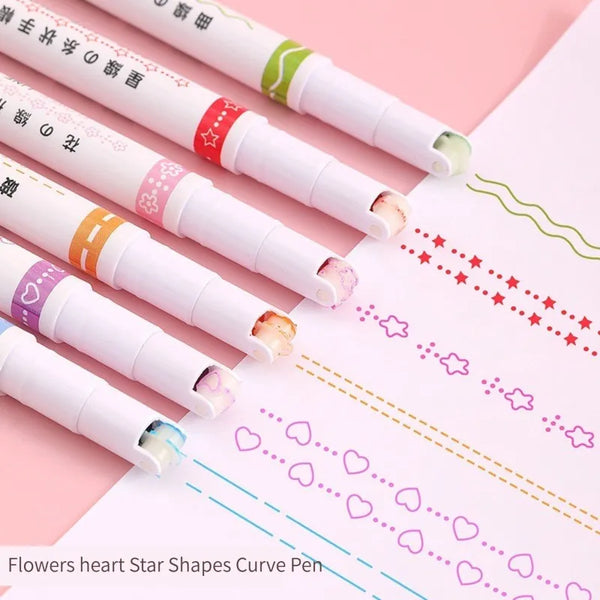 Kawaii Flowers Line Shaped Highlighter Pens