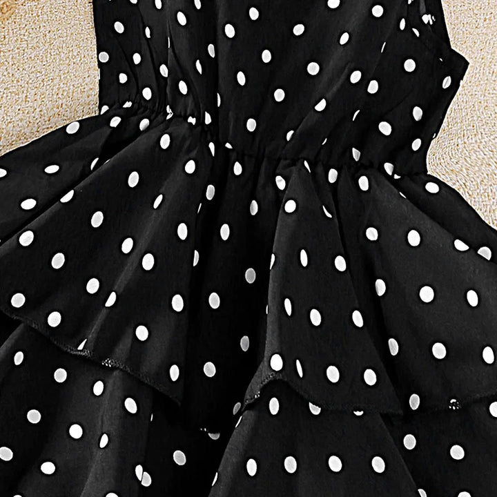 Stylish Black Polka Dot Dress for Girls | Kids Vacation & Holiday Clothes