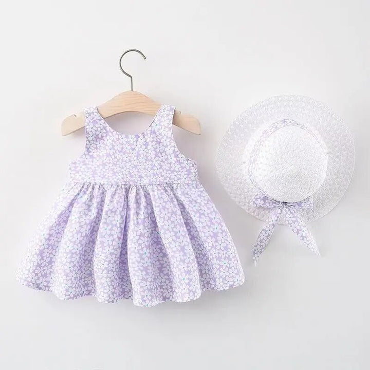 Girl's Beach Bow Flower Princess Dresses With Sunhat - Robust Quality Store