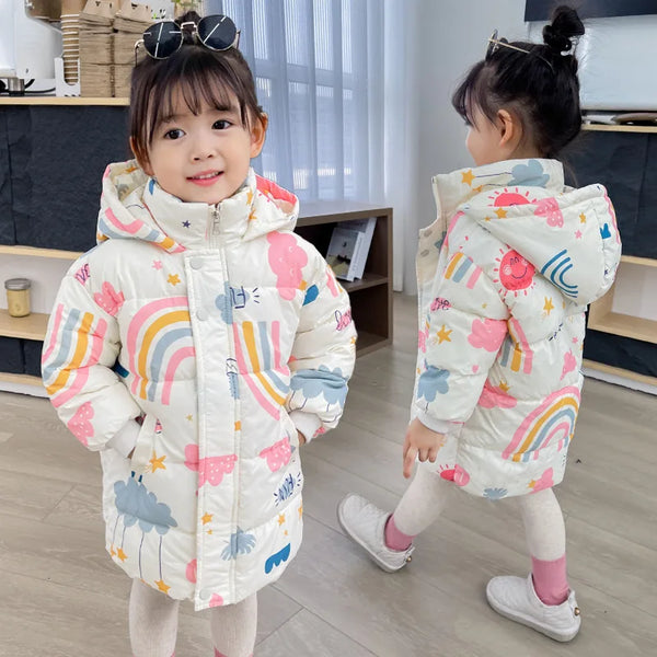 Kids Hooded Down Jacket – Warm Cotton Winter Windbreaker Coat