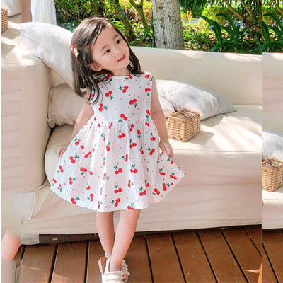 SUMMER FLORAL PATTERN GIRLS CASUAL DRESS - SUNDRESS FOR BEACH WEAR